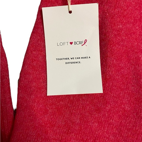 LOFT Hot Pink Open Back Faux Wrap Limited Edition Long Sleeve Sweater - Picture 4 of 6